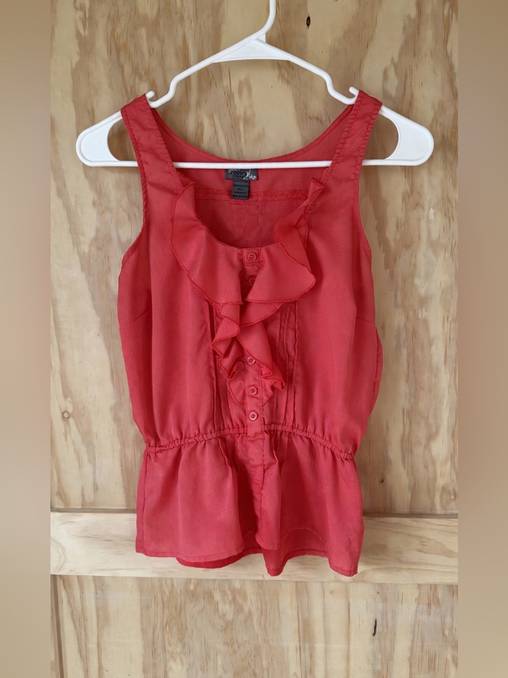 Poetry Coral/Red Ruffled Sleeveless Peplum Camisole